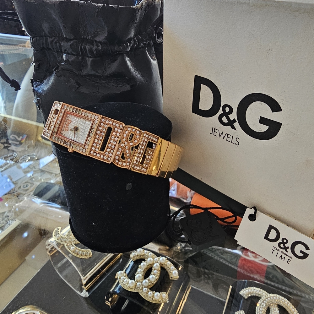 D&G Gold and Silver Crystal-Embellished Watch